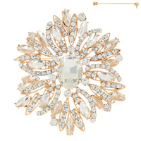 CRYSTAL RHINESTONE VINE CLUSTER BROOCH PIN